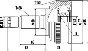 Dynamatrix DCV823014 - Шарнирный комплект, ШРУС, приводной вал unicars.by