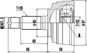 Dynamatrix DCV823013 - Шарнирный комплект, ШРУС, приводной вал unicars.by