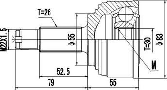 Dynamatrix DCV823022 - Шарнирный комплект, ШРУС, приводной вал unicars.by