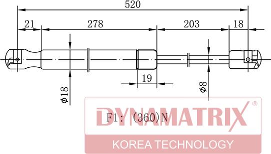 Dynamatrix DGS0793PL - Газовая пружина, упор unicars.by