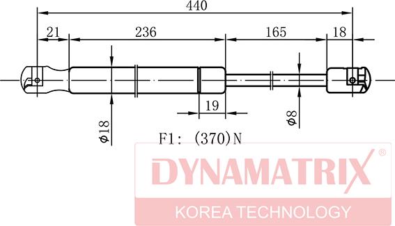 Dynamatrix DGS1325BL - Газовая пружина, упор unicars.by