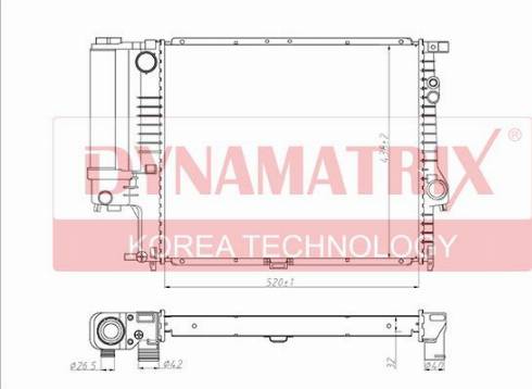 Dynamatrix DR60743A - Радиатор, охлаждение двигателя unicars.by