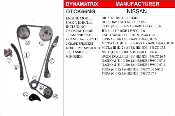 Dynamatrix DTCK66NG - Комплект цепи привода распредвала unicars.by