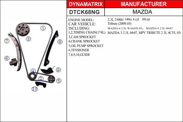 Dynamatrix DTCK68NG - Комплект цепи привода распредвала unicars.by