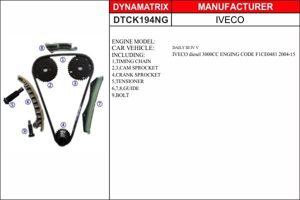 Dynamatrix DTCK194NG - Комплект цепи привода распредвала unicars.by