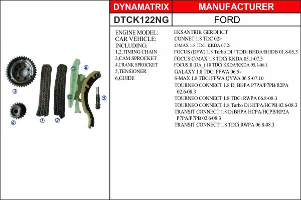 Dynamatrix DTCK122NG - Комплект цепи привода распредвала unicars.by