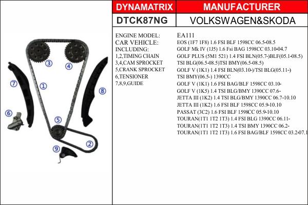 Dynamatrix DTCK87NG - Комплект цепи привода распредвала unicars.by