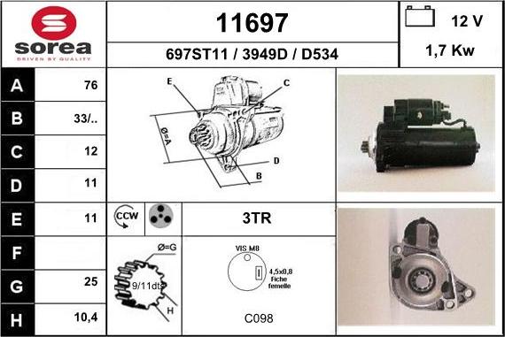 EAI 11697 - Стартер unicars.by