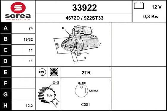 EAI 33922 - Стартер unicars.by