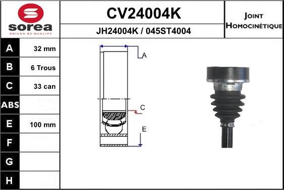 EAI CV24004K - Шарнирный комплект, ШРУС, приводной вал unicars.by