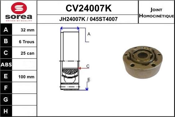 EAI CV24007K - Шарнирный комплект, ШРУС, приводной вал unicars.by