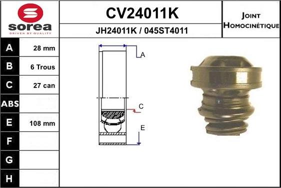 EAI CV24011K - Шарнирный комплект, ШРУС, приводной вал unicars.by