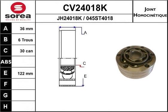 EAI CV24018K - Шарнирный комплект, ШРУС, приводной вал unicars.by