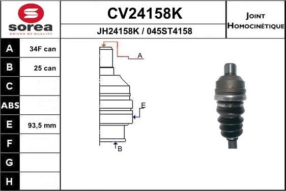 EAI CV24158K - Шарнирный комплект, ШРУС, приводной вал unicars.by