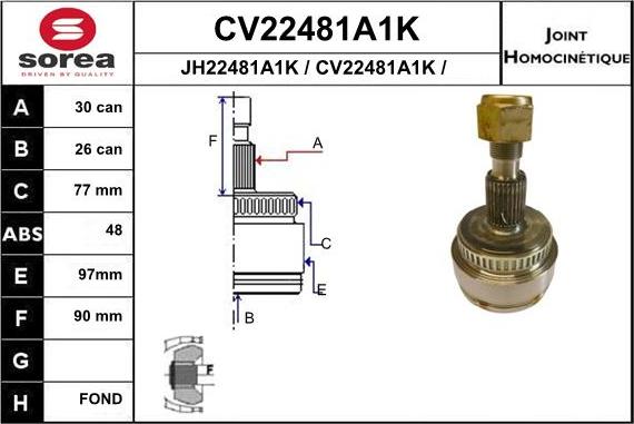 EAI CV22481A1K - Шарнирный комплект, ШРУС, приводной вал unicars.by