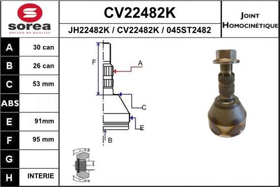 EAI CV22482K - Шарнирный комплект, ШРУС, приводной вал unicars.by