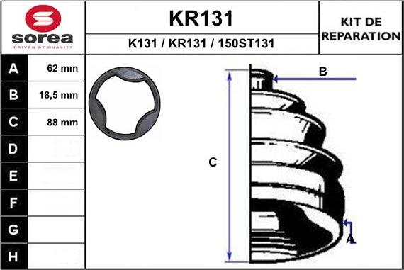 EAI KR131 - Пыльник, приводной вал unicars.by