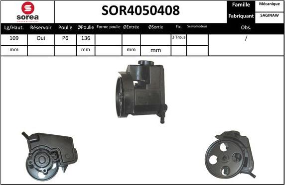 EAI SOR4050408 - Гидравлический насос, рулевое управление, ГУР unicars.by