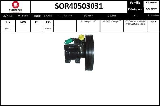 EAI SOR40503031 - Гидравлический насос, рулевое управление, ГУР unicars.by