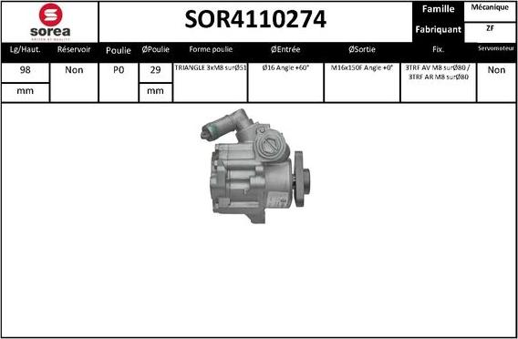 EAI SOR4110274 - Гидравлический насос, рулевое управление, ГУР unicars.by