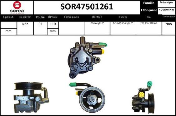 EAI SOR47501261 - Гидравлический насос, рулевое управление, ГУР unicars.by