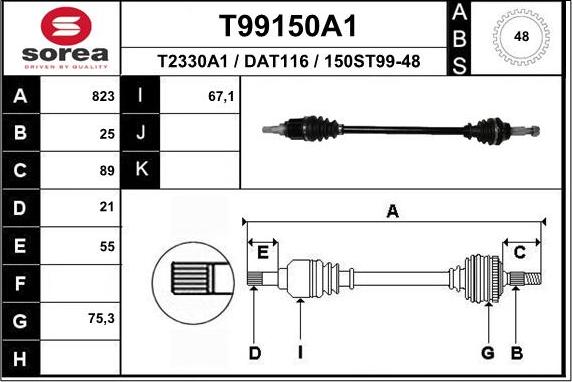 EAI T99150A1 - Приводной вал unicars.by