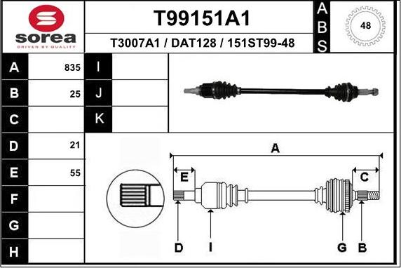 EAI T99151A1 - Приводной вал unicars.by