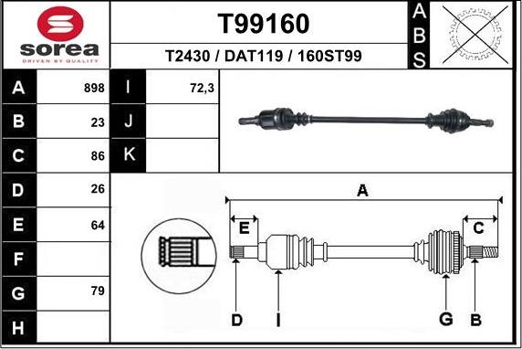 EAI T99160 - Приводной вал unicars.by