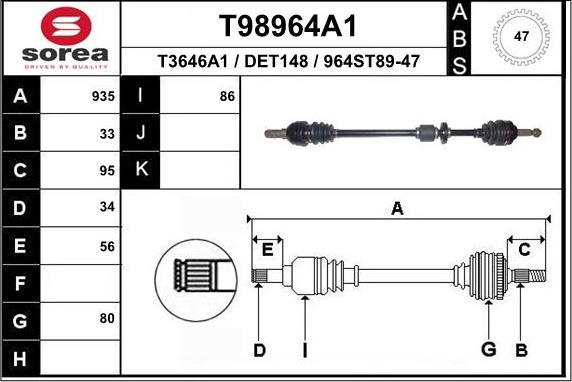 EAI T98964A1 - Приводной вал unicars.by