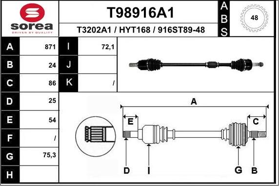 EAI T98916A1 - Приводной вал unicars.by