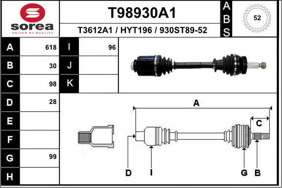 EAI T98930A1 - Приводной вал unicars.by