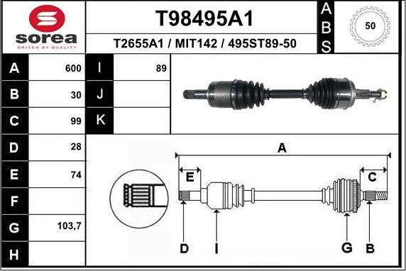 EAI T98495A1 - Приводной вал unicars.by