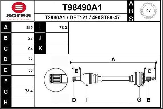 EAI T98490A1 - Приводной вал unicars.by