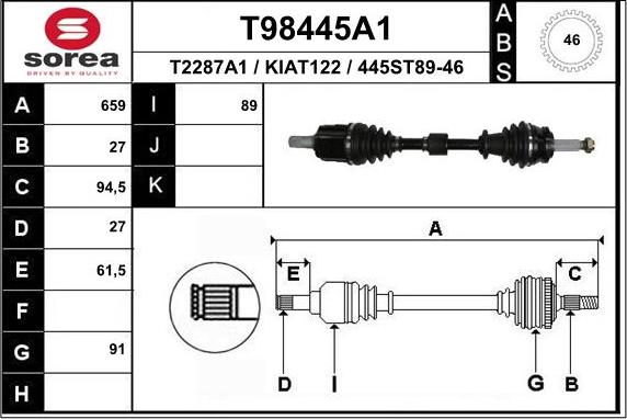 EAI T98445A1 - Приводной вал unicars.by