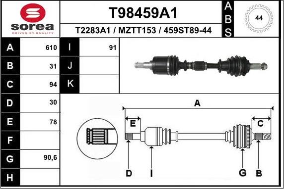 EAI T98459A1 - Приводной вал unicars.by