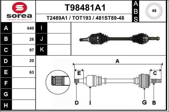 EAI T98481A1 - Приводной вал unicars.by