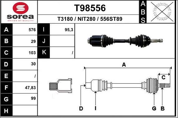 EAI T98556 - Приводной вал unicars.by