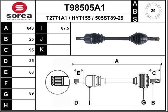 EAI T98505A1 - Приводной вал unicars.by