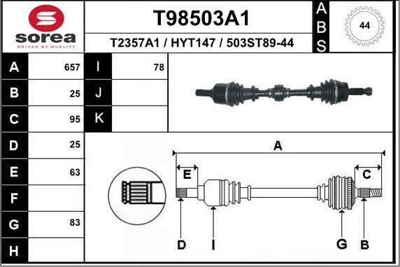 EAI T98503A1 - Приводной вал unicars.by