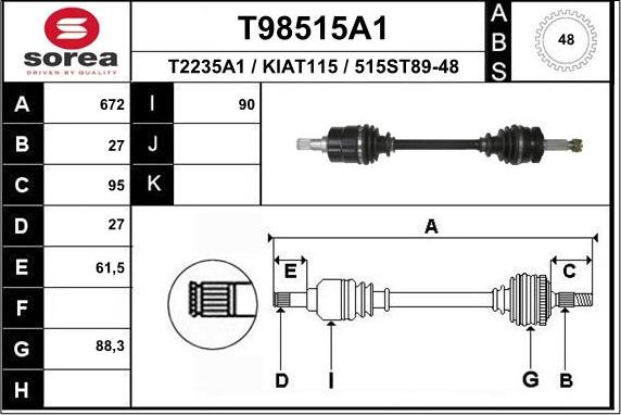 EAI T98515A1 - Приводной вал unicars.by