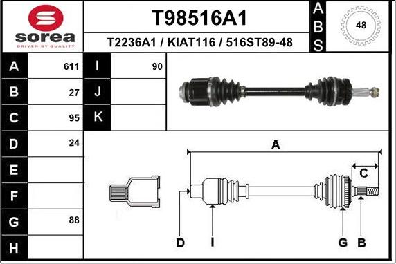 EAI T98516A1 - Приводной вал unicars.by