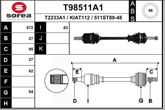 EAI T98511A1 - Приводной вал unicars.by