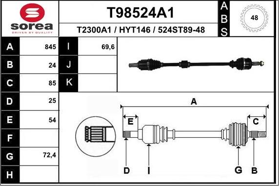 EAI T98524A1 - Приводной вал unicars.by