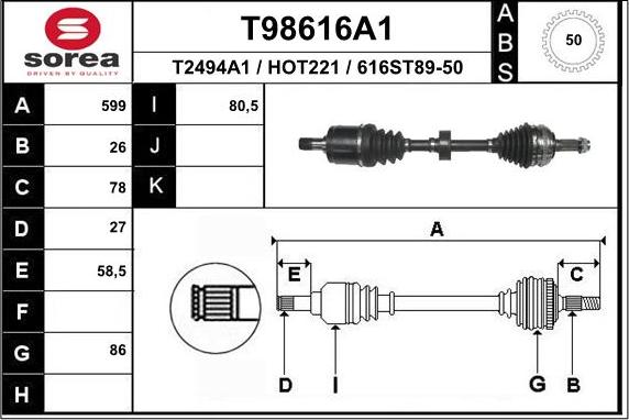 EAI T98616A1 - Приводной вал unicars.by