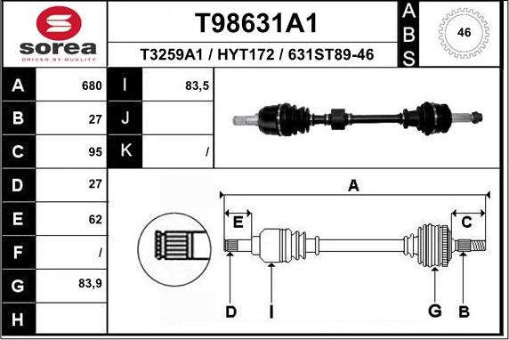 EAI T98631A1 - Приводной вал unicars.by