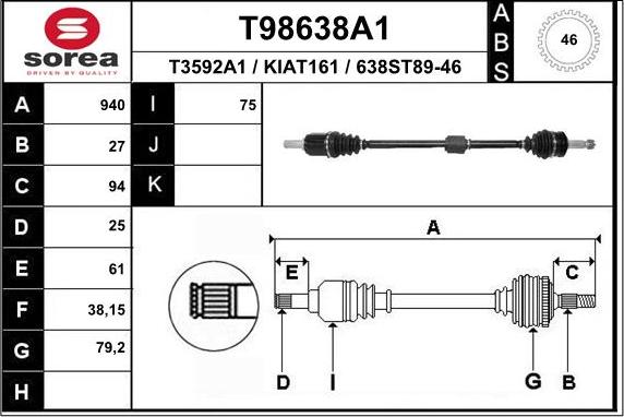 EAI T98638A1 - Приводной вал unicars.by