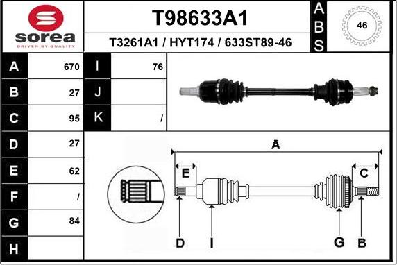 EAI T98633A1 - Приводной вал unicars.by