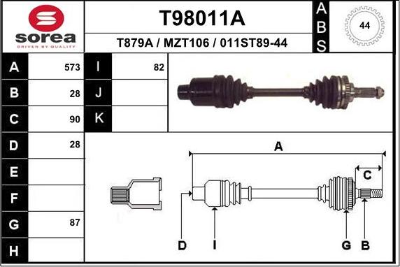 EAI T98011A - Приводной вал unicars.by