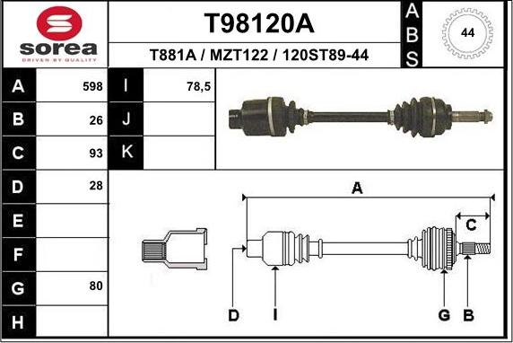 EAI T98120A - Приводной вал unicars.by