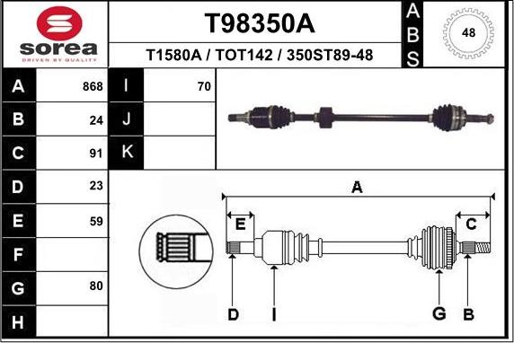 EAI T98350A - Приводной вал unicars.by